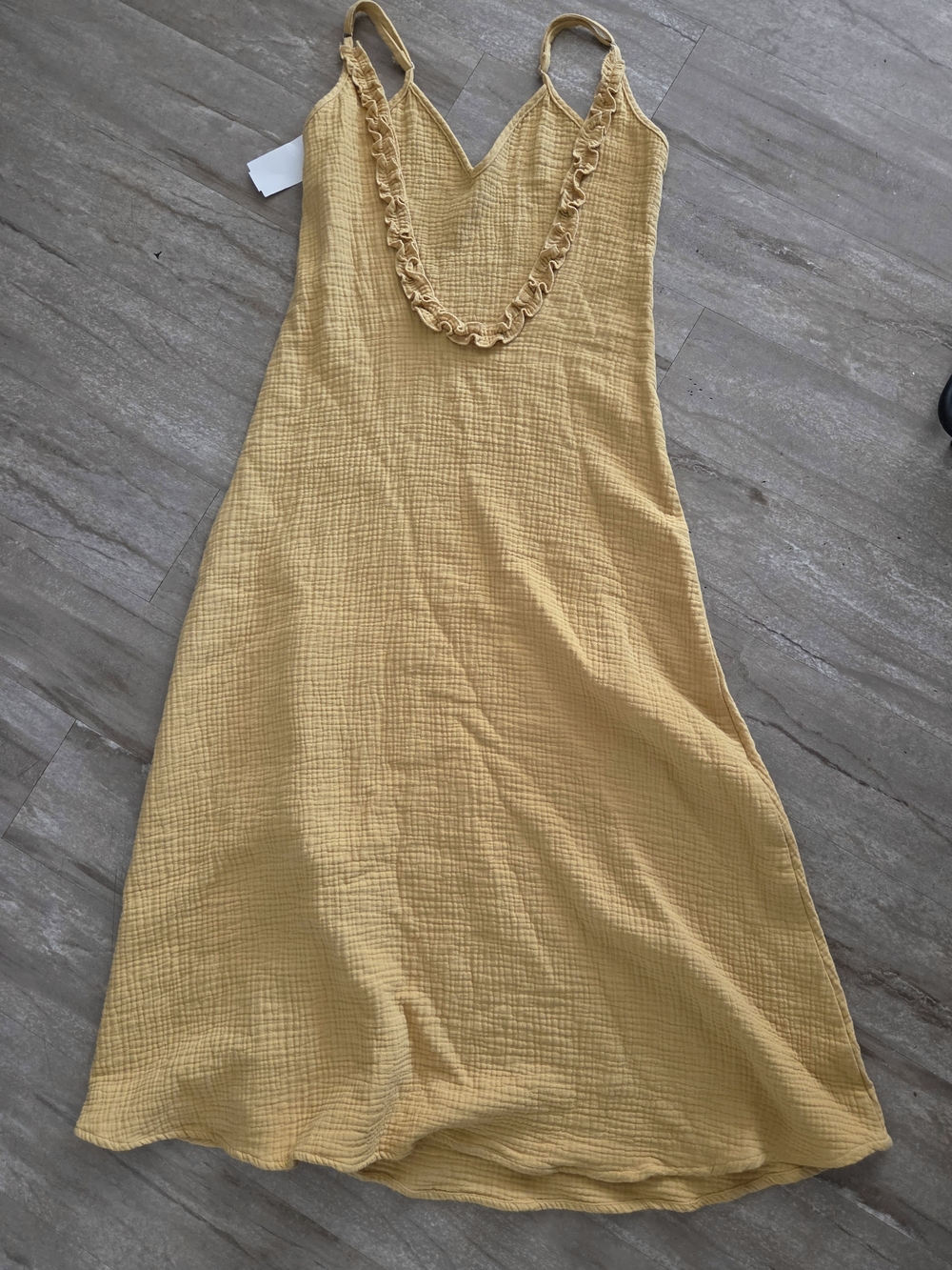 Nordstrom Mustard Yellow Ruffle-Trim Maxi Slip Dress